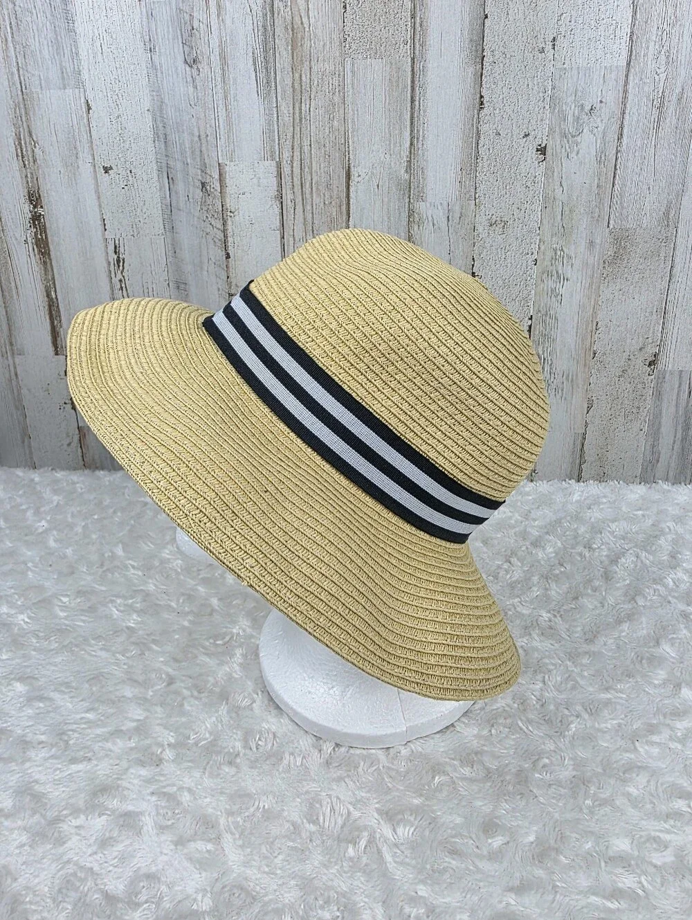 Talbots Paper Straw Woven Wide Brim Sun Hat Tan One Size